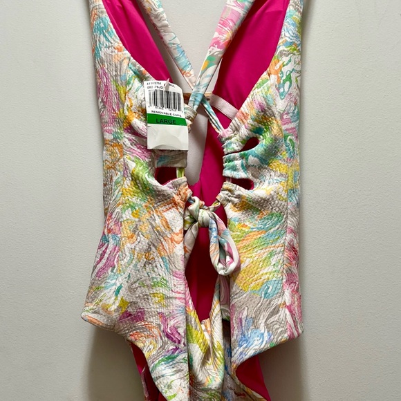 Becca Hot Springs Plunge One-Piece Multicolored SwimSuit NWT Size Large - Picture 8 of 11